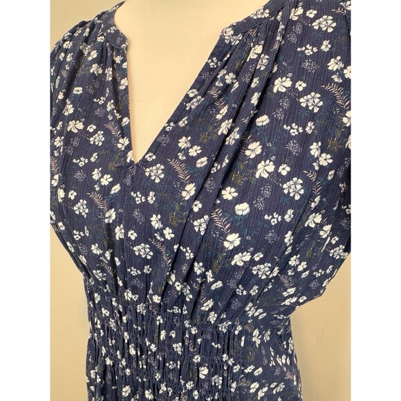 Sojourn Blue Floral Maxi Dress Women’s Sz S Short Sleeve V Neck Elastic Waist - Picture 6 of 12